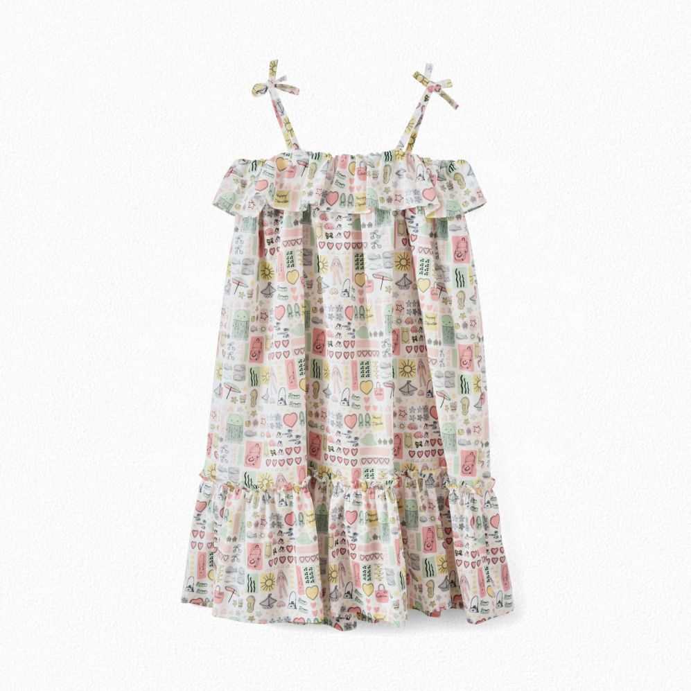 Girls Pink Painted Cotton Dress