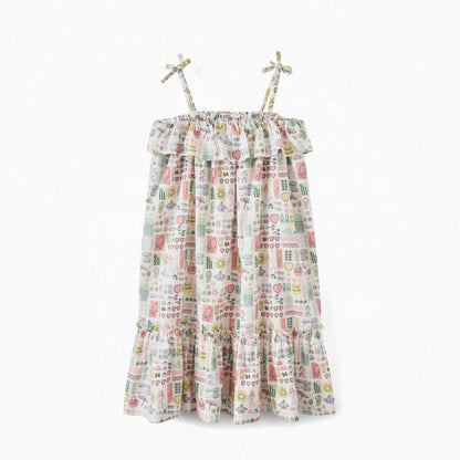 Girls Pink Painted Cotton Dress