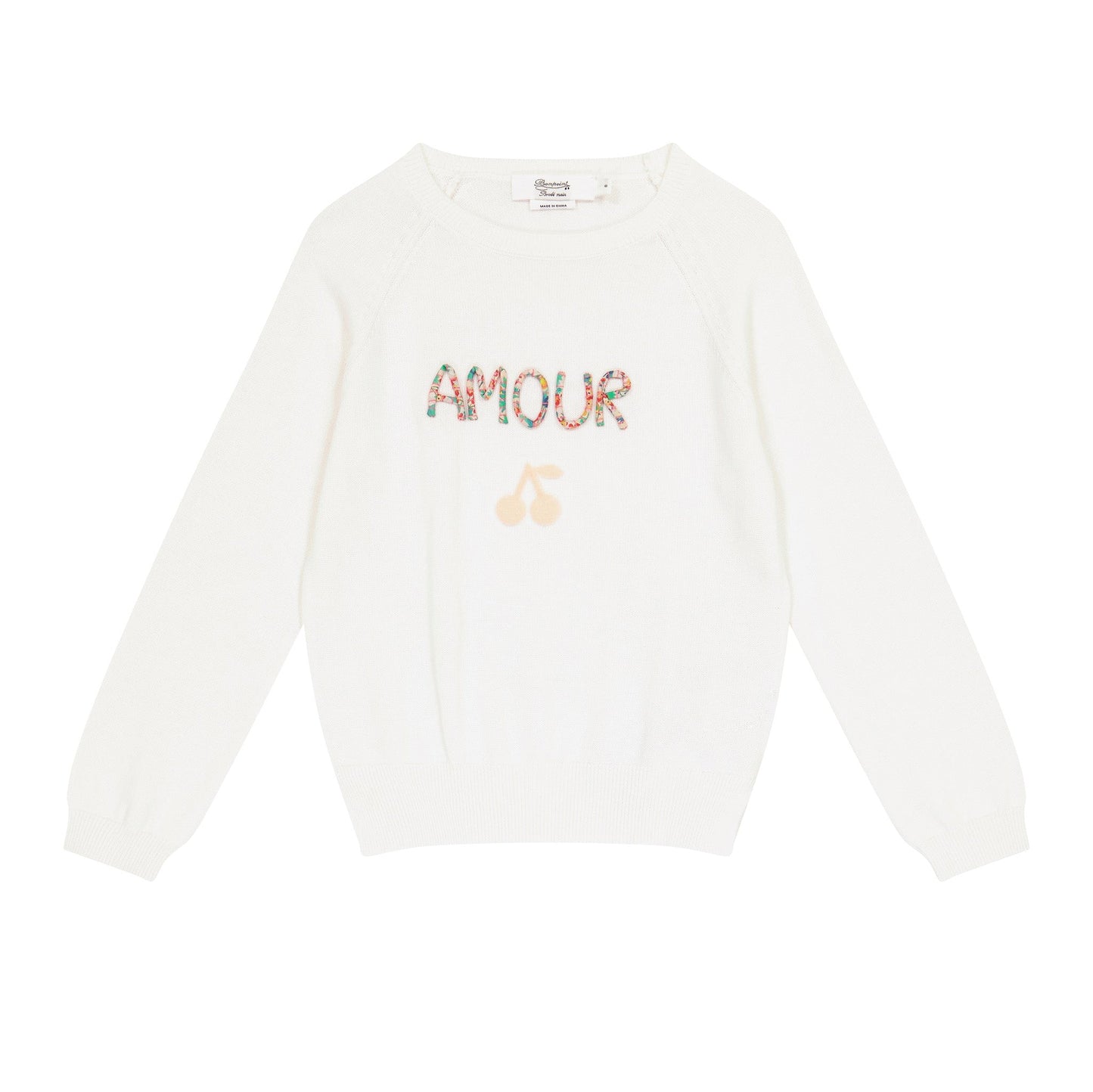 Girls White Logo Cotton Sweater