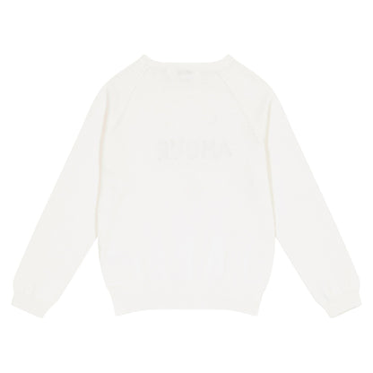 Girls White Logo Cotton Sweater