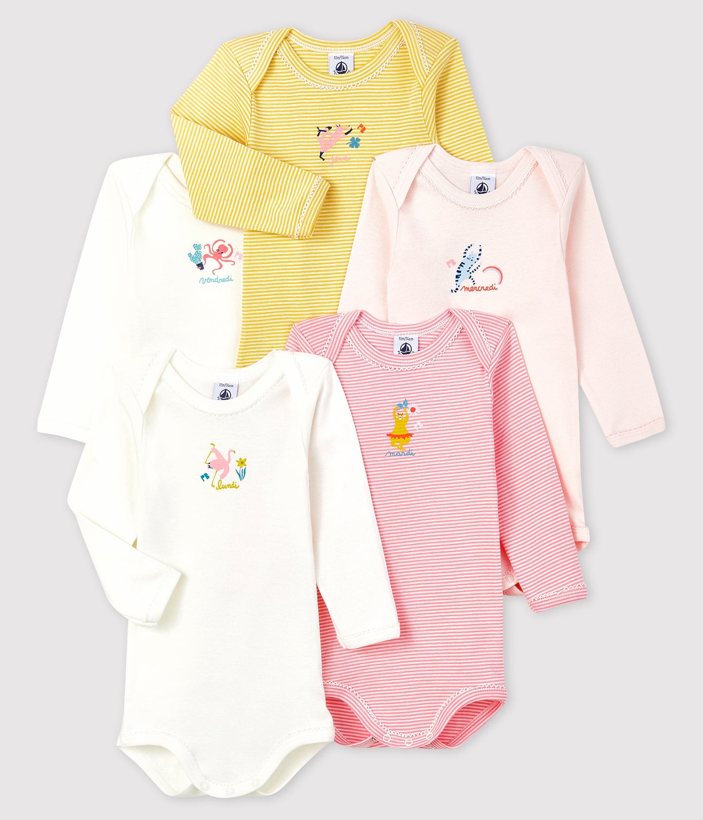 Baby Girls Multicolor Cotton Babysuits Sets (5 Pieces)