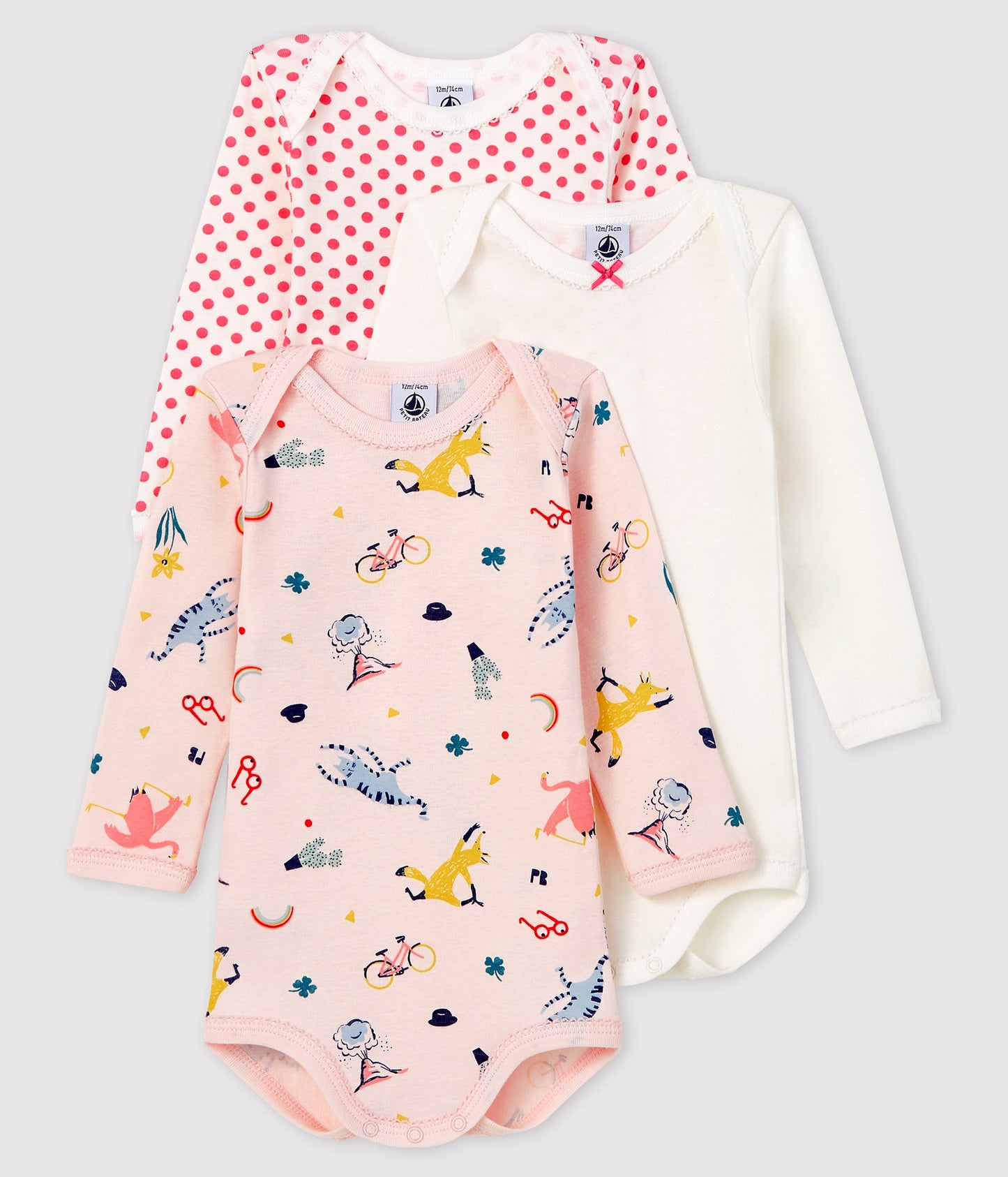 Baby Girls Multicolor Cotton Babysuit Sets (3 Pieces)
