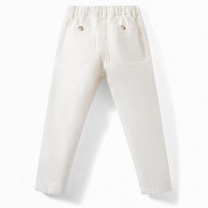 Girls White Cotton Trousers