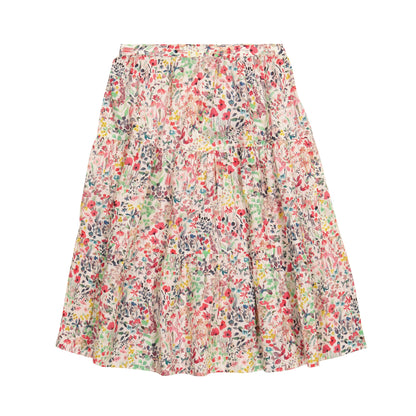 女童红色碎花棉短裙