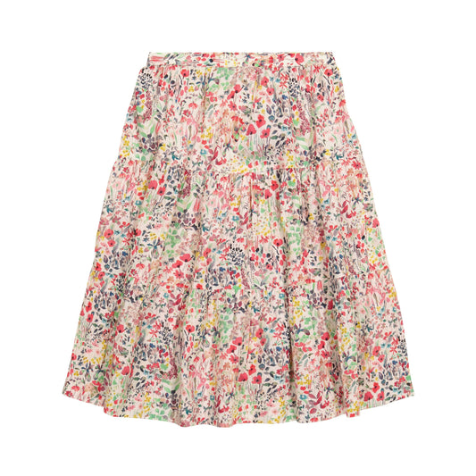 女童红色碎花棉短裙