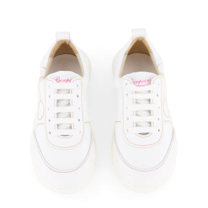 Girls White Logo Bovine Leather Shoes
