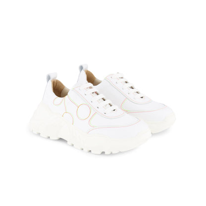 Girls White Logo Bovine Leather Shoes