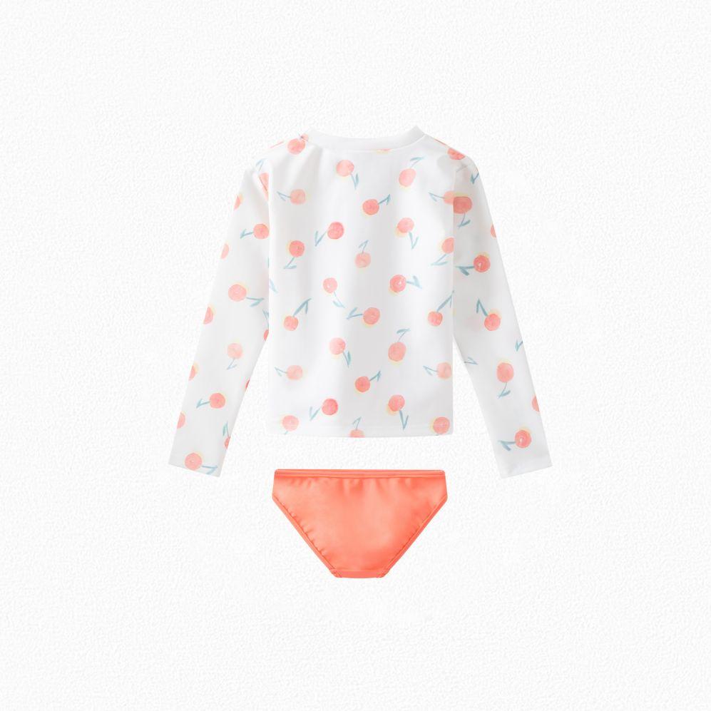 Girls Orange Cherry Swimsuit Set
