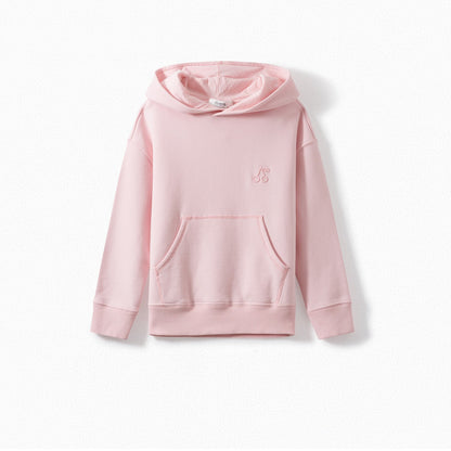 Girls Pink Hooded Cotton Sweatshirt