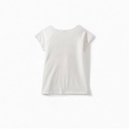 Girls White Print T-Shirt