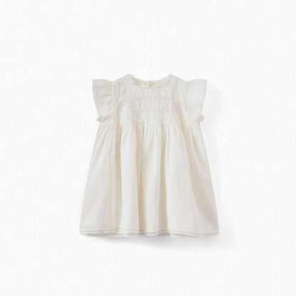 女婴白色棉连衣裙