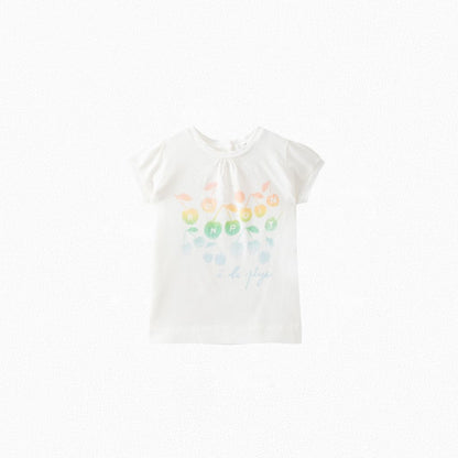 Baby Girls White Print T-Shirt