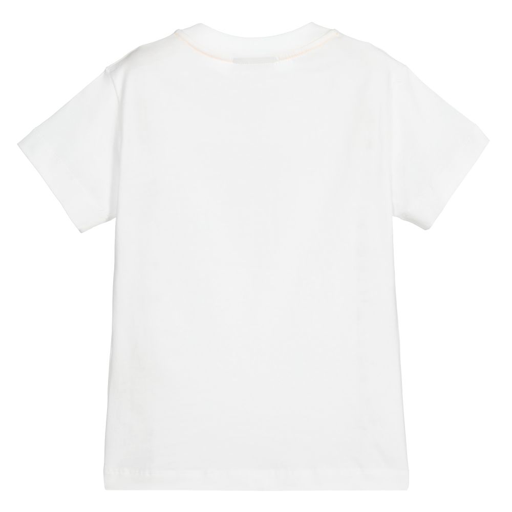 Boys & Girls White Logo Cotton T-Shirt