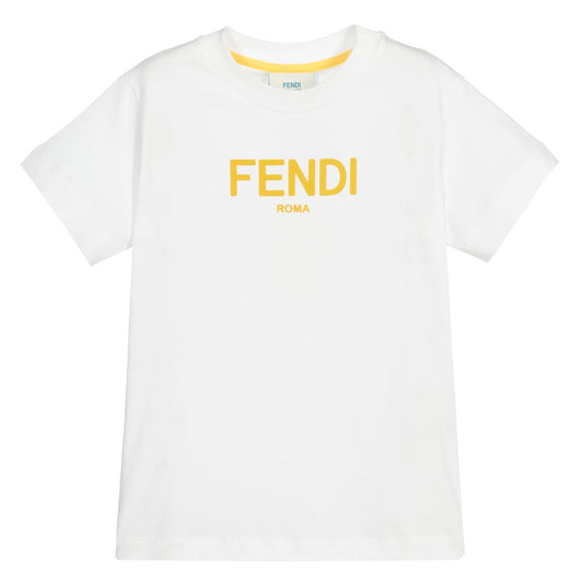 Boys & Girls White Logo Cotton T-Shirt