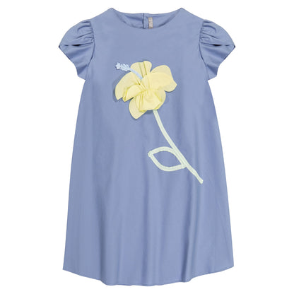 女童蓝色花朵连衣裙
