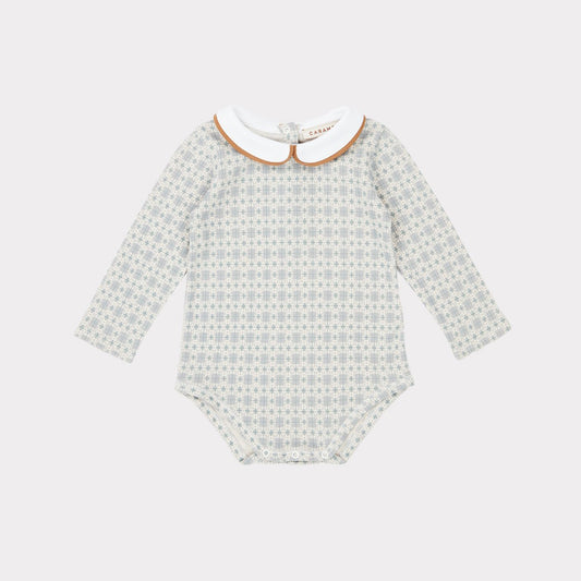 婴儿蓝色印花棉连体衣