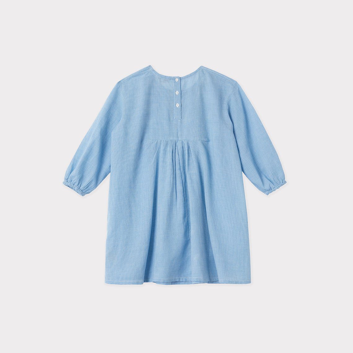 女童蓝色格子棉连衣裙