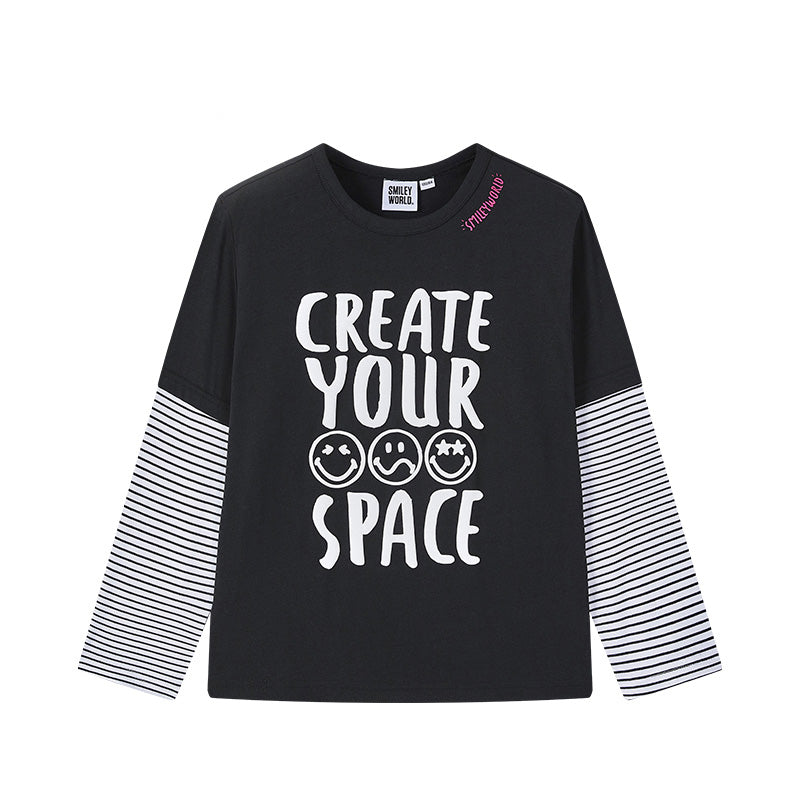 男童黑色长袖T恤