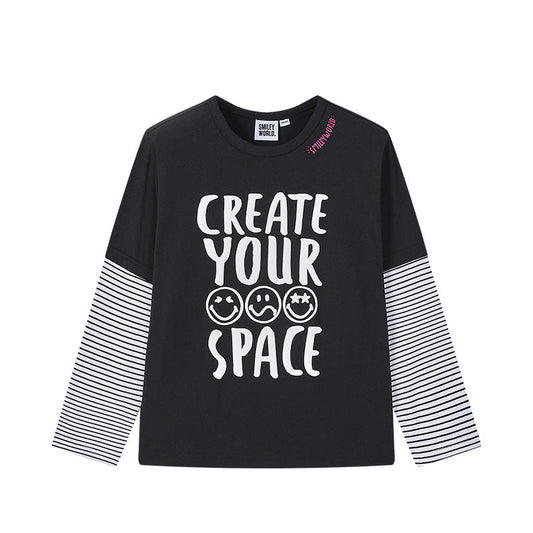男童黑色长袖T恤