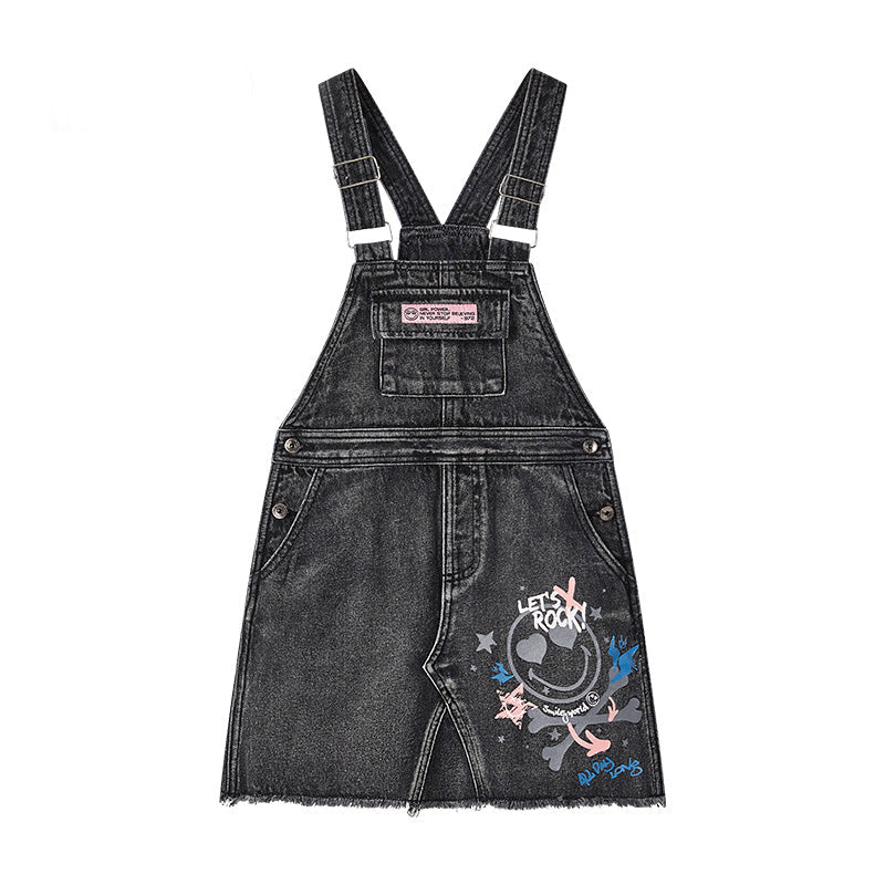 女童黑色背带裙