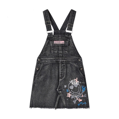 女童黑色背带裙