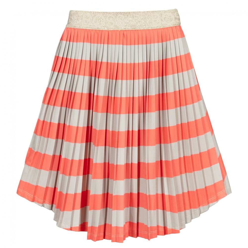 女童红色条纹短裙