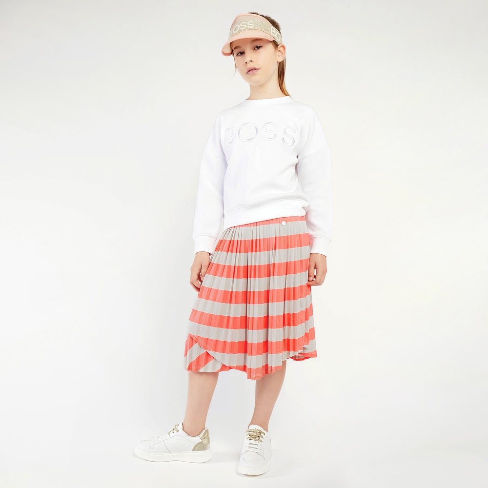 女童红色条纹短裙