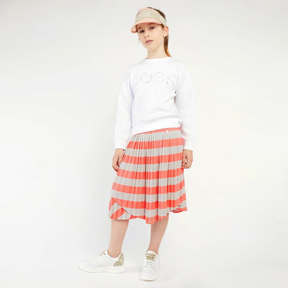 女童红色条纹短裙