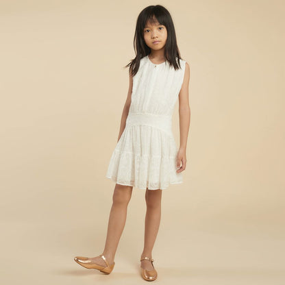女童白色刺绣真丝连衣裙