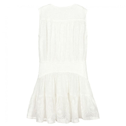 女童白色刺绣真丝连衣裙