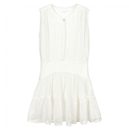 女童白色刺绣真丝连衣裙