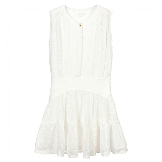 女童白色刺绣真丝连衣裙