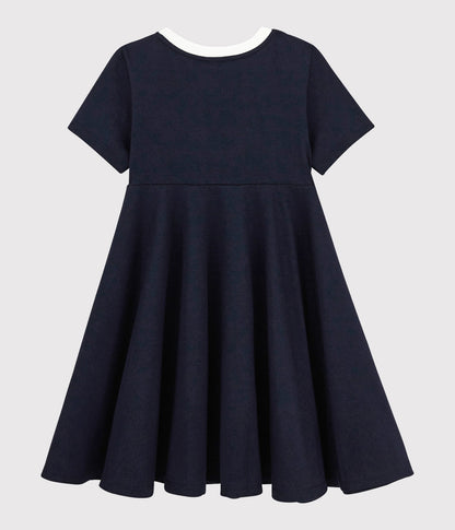 Girls Navy Cotton Dress