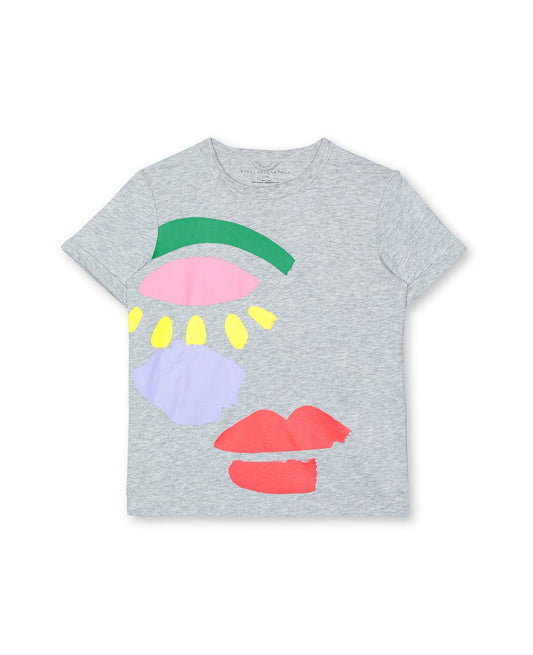 女童灰色印花棉T恤