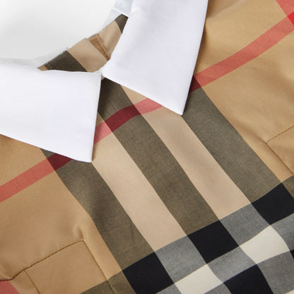 女童米色格子棉连衣裙