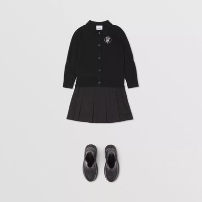 女童黑色Logo羊毛开衫