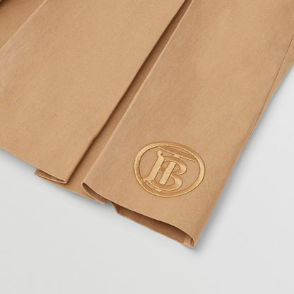Girls Beige Logo Cotton Skirt