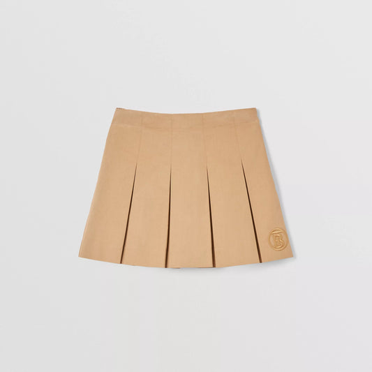 Girls Beige Logo Cotton Skirt