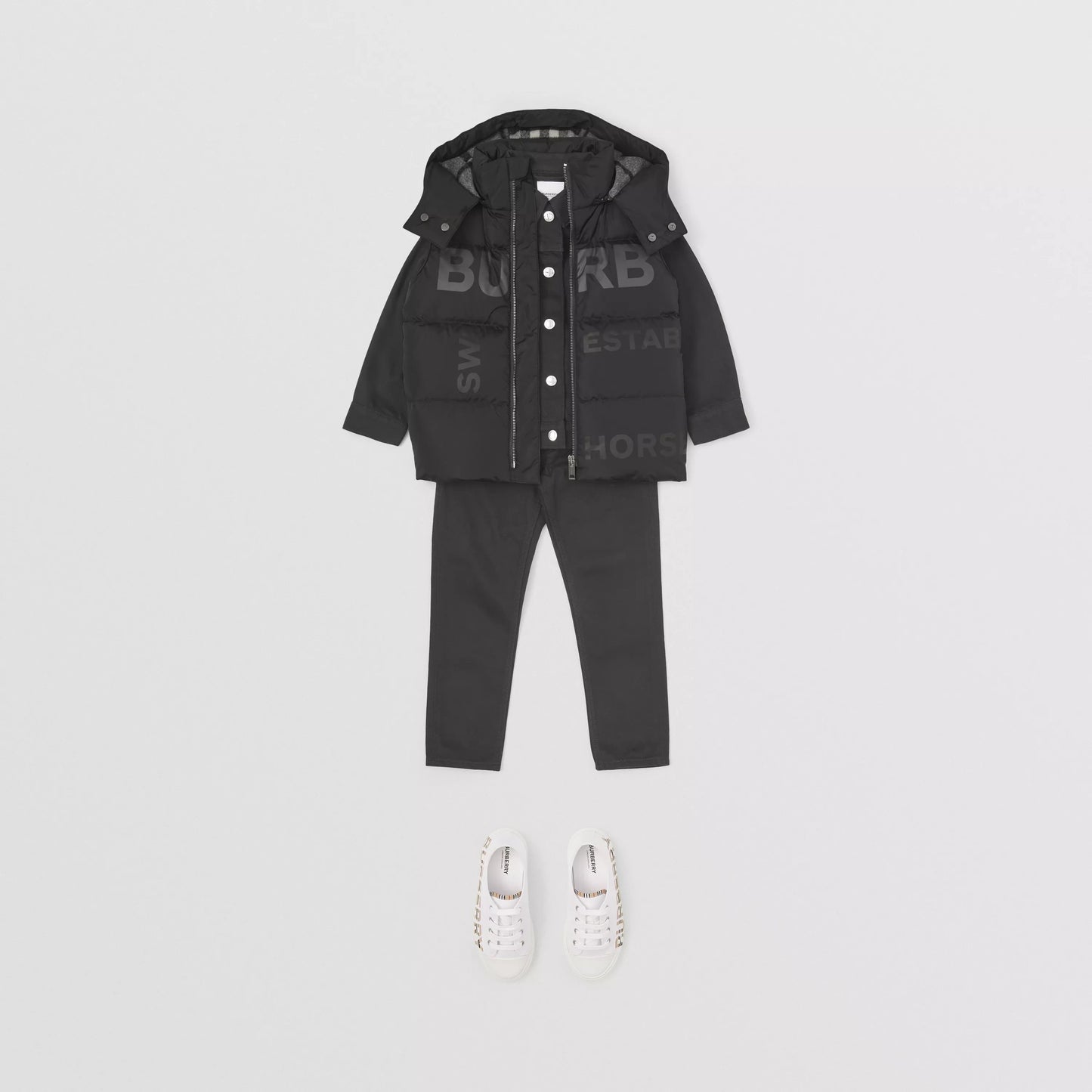 男童黑色Logo羽绒马甲