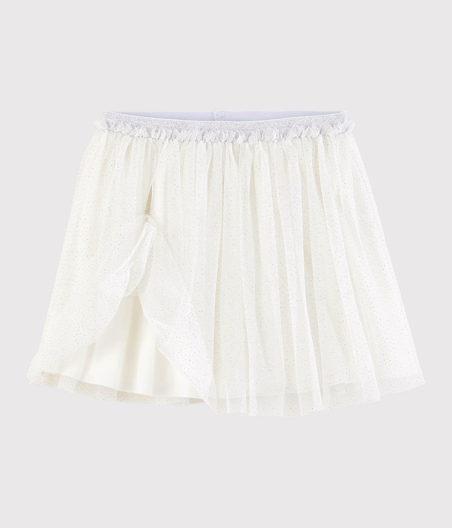 Girls White Glitter Tulle Skirt
