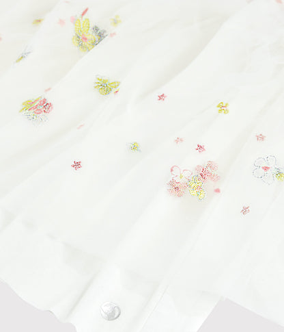 女童粉色条纹棉&薄纱连衣裙