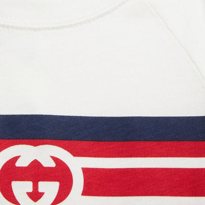 男婴白色Logo棉连体衣