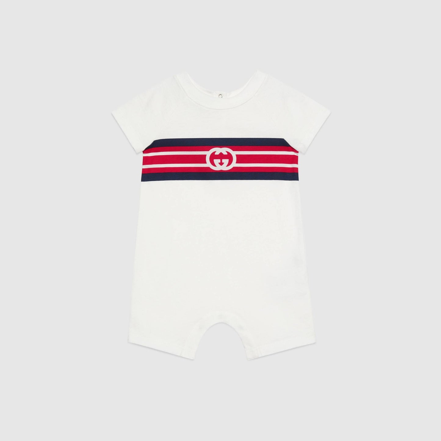 男婴白色Logo棉连体衣