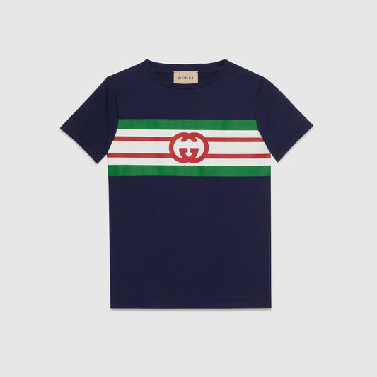 男童深藏青色Logo棉T恤