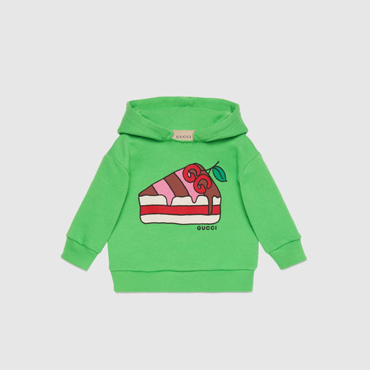 Baby Girls Green Cake Printed Cotton Sweatshirt