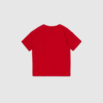 男婴红色印花棉T恤
