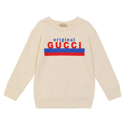 男童白色Logo棉卫衣