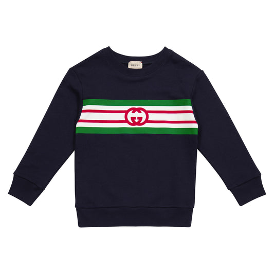 男童藏青色Logo棉卫衣