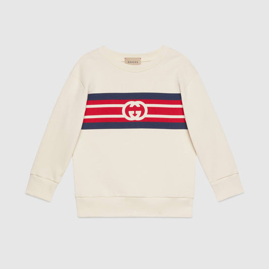 男童白色Logo棉卫衣