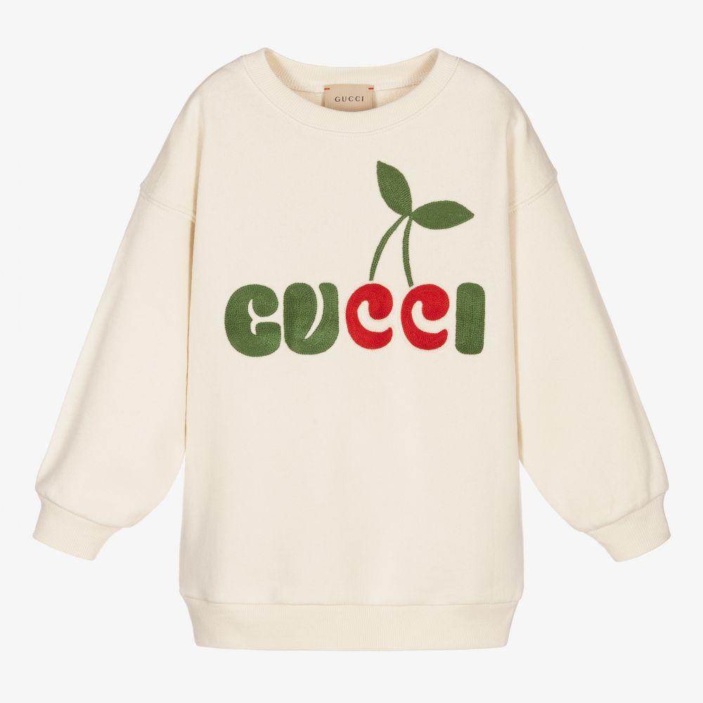 女童白色Logo棉连衣裙